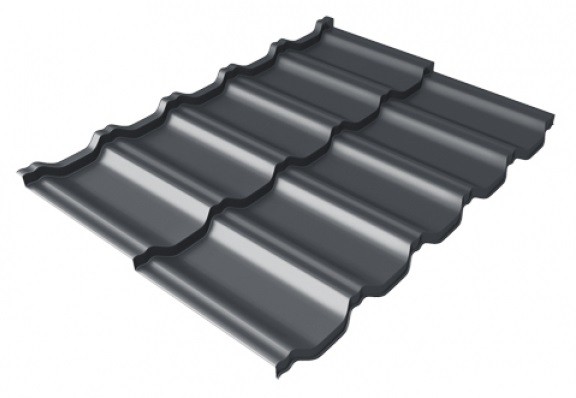 Металлочерепица модульная Квинта Uno Grand Line c 3D резом 0,5 Satin Мatt RAL 7024 мокрый асфальт купить в Верхней Салде