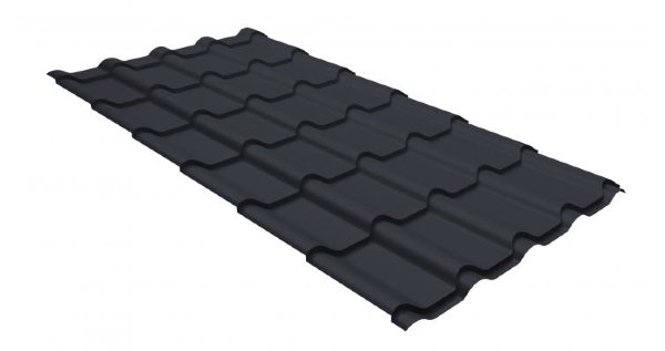 Металлочерепица камея GL 0,5 GreenCoat Pural RR 23 темно-серый (RAL 7024 мокрый асфальт) купить в Верхней Салде