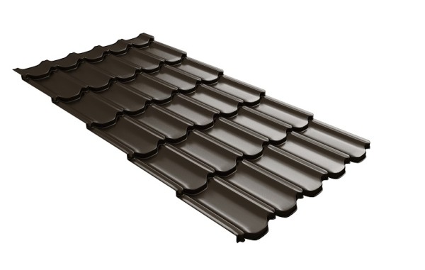Металлочерепица квинта плюс с 3D резом 0,5 GreenСoat Pural RR 32 темно-коричневый (RAL 8019 серо-коричневый) купить в Верхней Салде