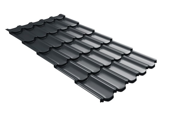 Металлочерепица квинта плюс с 3D резом 0,5 Satin RAL 7016 антрацитово-серый купить в Верхней Салде