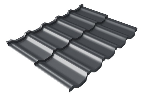 Металлочерепица модульная Квинта Uno Grand Line c 3D резом 0,45 Drap RAL 7024 мокрый асфальт купить в Верхней Салде