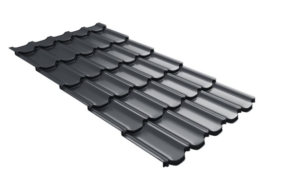 Металлочерепица квинта плюс с 3D резом 0,5 Satin RAL 7024 мокрый асфальт купить в Верхней Салде