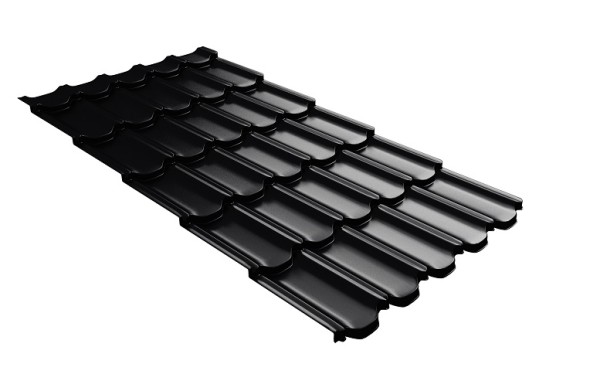 Металлочерепица квинта плюс с 3D резом 0,5 Satin Мatt RAL 9005 черный купить в Верхней Салде