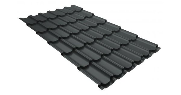 Металлочерепица квинта плюс 0,5 GreenCoat Pural RR 23 темно-серый (RAL 7024 мокрый асфальт) купить в Верхней Салде